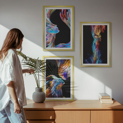 Wanddecoratie set schilderijen Kolorowe twarze abstrakcje