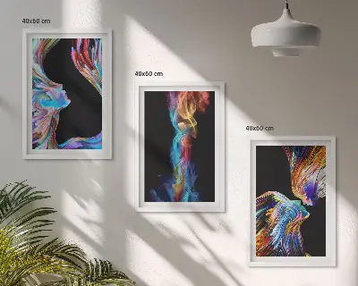 Wanddecoratieset met schilderijen abstracte kleurrijke gezichten