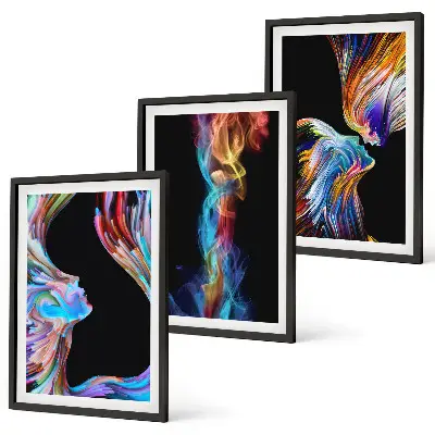 Wanddecoratieset met schilderijen abstracte kleurrijke gezichten