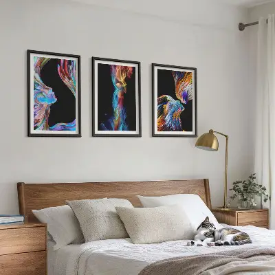Wanddecoratieset met schilderijen abstracte kleurrijke gezichten