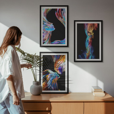 Wanddecoratie set schilderijen Kolorowe twarze abstrakcje