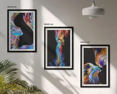 Wanddecoratieset met schilderijen abstracte kleurrijke gezichten