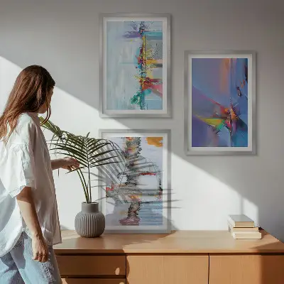 Set wanddecoratie met schilderijen Abstracte artistieke composities