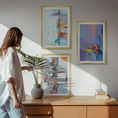 Set wanddecoratie met schilderijen Abstracte artistieke composities