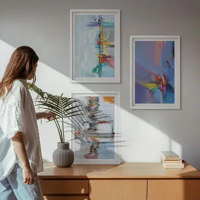 Set wanddecoratie met schilderijen Abstracte artistieke composities