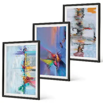 Set wanddecoratie met schilderijen Abstracte artistieke composities