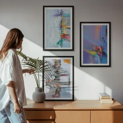Set wanddecoratie met schilderijen Abstracte artistieke composities