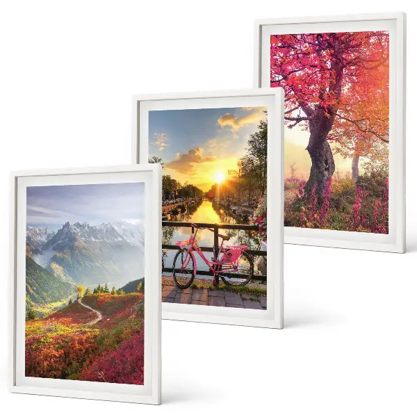 Wanddecoratieset schilderijen berglandschappen per fiets