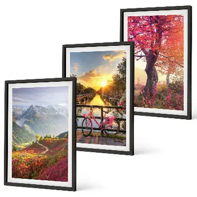 Wanddecoratieset schilderijen berglandschappen per fiets