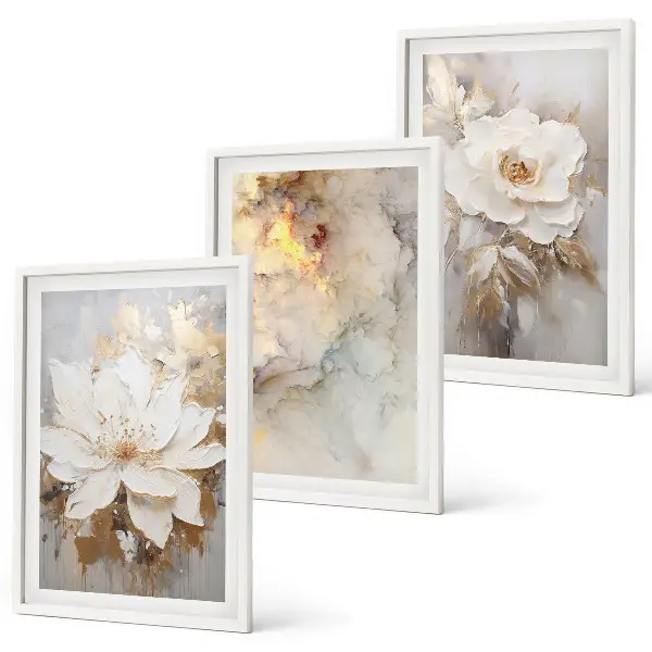 Fotowand met abstracte bloemen op een lichte achtergrond
