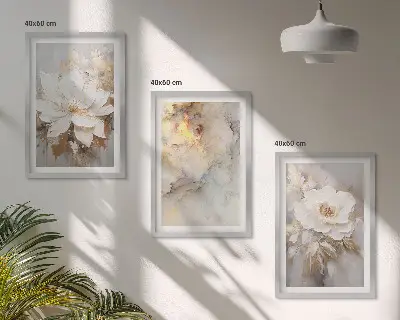 Fotowand met abstracte bloemen op een lichte achtergrond