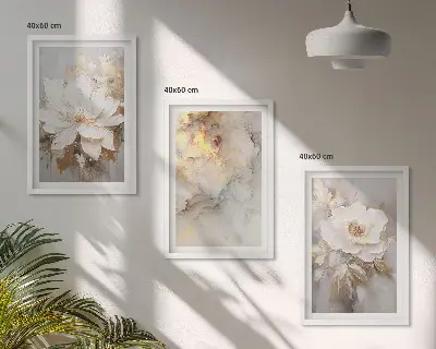 Fotowand met abstracte bloemen op een lichte achtergrond