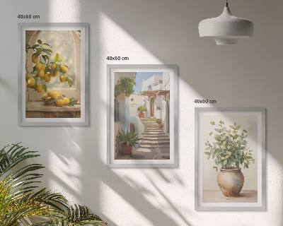 Wanddecoratie set schilderijen Cytryny w wazonie rośliny