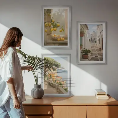Fotobehang uitzicht op een citrusboom door een raam