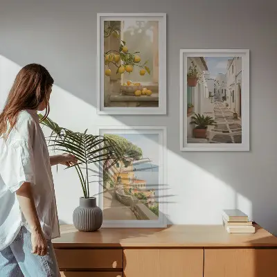 Fotobehang uitzicht op een citrusboom door een raam