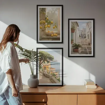 Fotobehang uitzicht op een citrusboom door een raam
