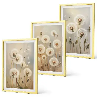 Fotowand witte paardenbloemen op een lichte achtergrond