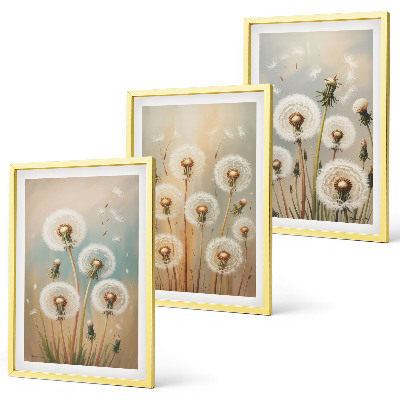 Wanddecoratie set schilderijen Kwiaty dmuchawców pastelowo