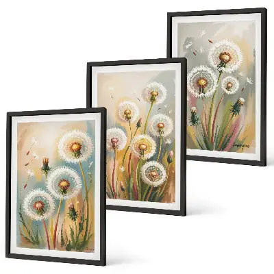 Fotowand met pastelkleurige paardenbloemen en grassen