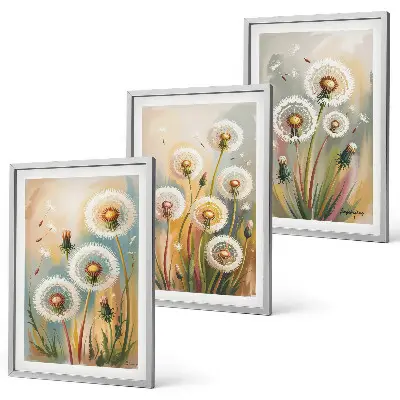 Fotowand met pastelkleurige paardenbloemen en grassen
