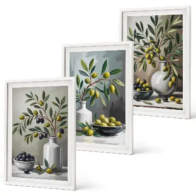 Set wanddecoratie van keramiek olijfkleurige grijstinten