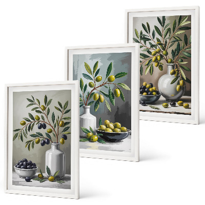 Wanddecoratie set schilderijen Oliwki ceramiczne szarość