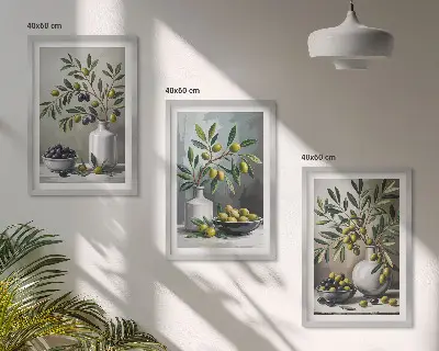 Set wanddecoratie van keramiek olijfkleurige grijstinten