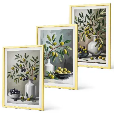 Set wanddecoratie van keramiek olijfkleurige grijstinten