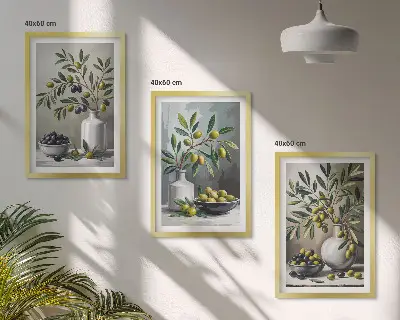 Set wanddecoratie van keramiek olijfkleurige grijstinten