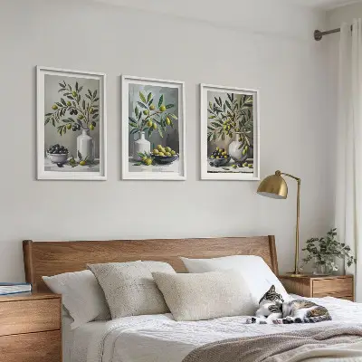 Set wanddecoratie van keramiek olijfkleurige grijstinten