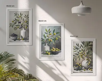 Set wanddecoratie van keramiek olijfkleurige grijstinten