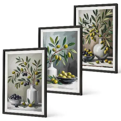 Set wanddecoratie van keramiek olijfkleurige grijstinten