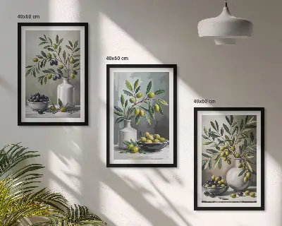 Set wanddecoratie van keramiek olijfkleurige grijstinten