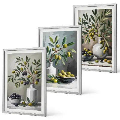 Set wanddecoratie van keramiek olijfkleurige grijstinten