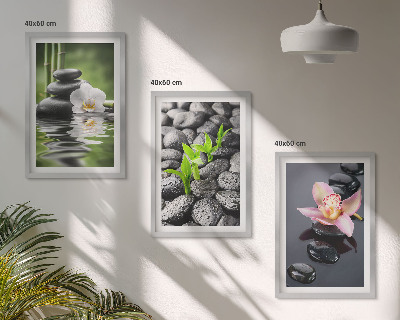 Wanddecoratie set schilderijen Spokojna kompozycja zen kwiaty woda