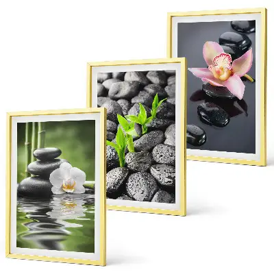 Wanddecoratieset schilderijen rustige compositie met zen bloemen en water