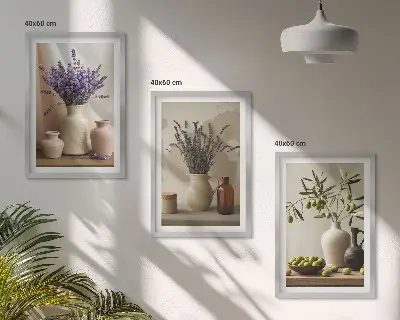 Fotowand met lavendel, olijven en servies