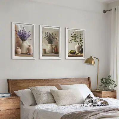 Fotowand met lavendel, olijven en servies