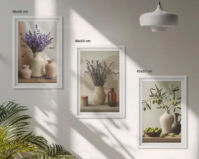 Fotowand met lavendel, olijven en servies