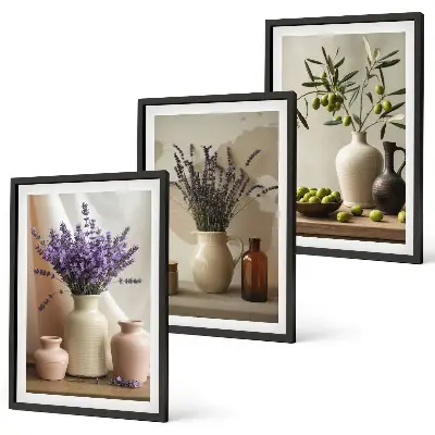 Fotowand met lavendel, olijven en servies