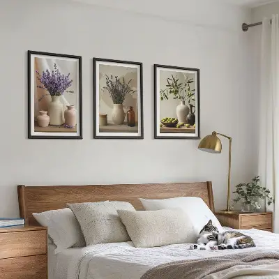 Fotowand met lavendel, olijven en servies