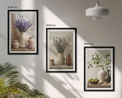 Fotowand met lavendel, olijven en servies