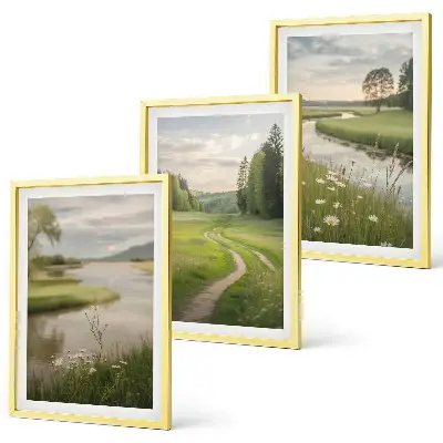 Fotowand zomerlandschap met rivier en bloemenweide