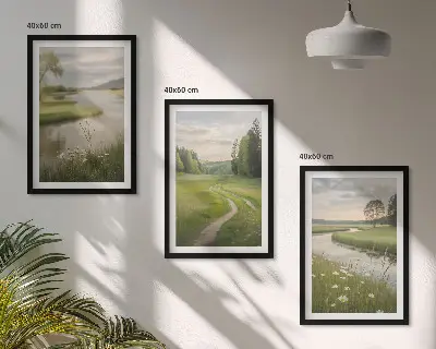 Fotowand zomerlandschap met rivier en bloemenweide