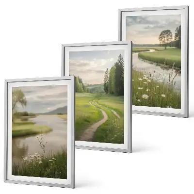 Fotowand zomerlandschap met rivier en bloemenweide