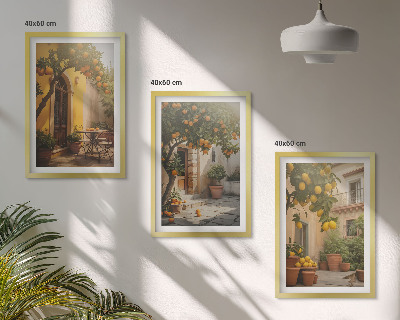 Wanddecoratie set schilderijen Słoneczne patio cytrusy doniczki