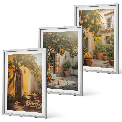 Wanddecoratie set schilderijen Słoneczne patio cytrusy doniczki