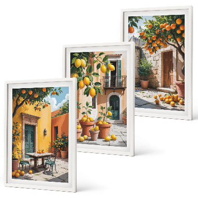 Wanddecoratie set schilderijen Owoce cytrusowe w ogrodzie