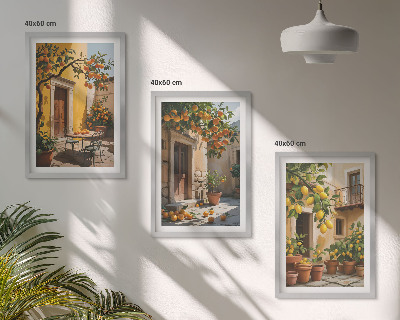 Wanddecoratie set schilderijen Owoce cytrusowe dziedziniec rośliny