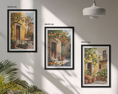 Wanddecoratie set schilderijen Owoce cytrusowe dziedziniec rośliny